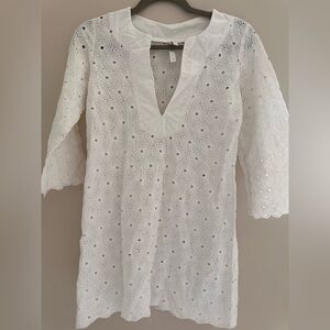 White Eyelet Lace Tunic - size S